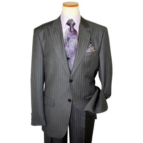 Steve Harvey Classic Collection Grey/Lavender Super 120's  Suit 6708